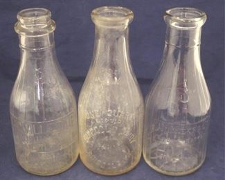 442 - Lot of 3 Vintage Glass Milk Bottles 10" tall
