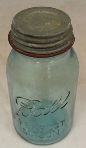 474 - Ball #13 Blue Glass Jar 7" tall
