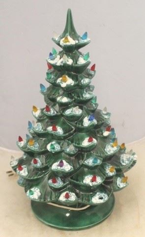495 - Vintage Lighted Ceramic Christmas Tree 19 x 12
