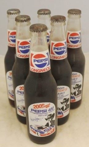515 - Lot of 6 Pepsi Richard Petty Full Glass Bottles
