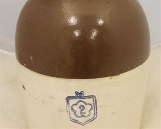 547 - 2 Gallon Stoneware Brown & White Crock 12" x 7 1/2"