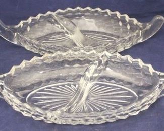 563 - Pair of Fostoria American Divided Dishes 12" x 5 1/2"
