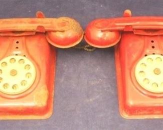 569 - Pair of Vintage Toy Metal Rotary Phones 7 1/2 x 6 1/2
