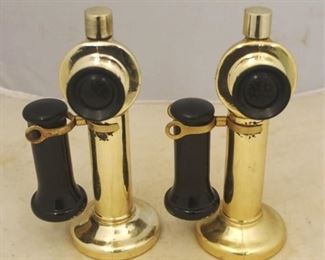 593 - Pair of Avon Candlestick Phone Perfume Bottles 9" tall