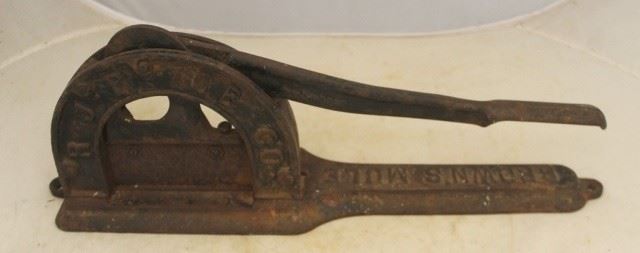 601 - Brown's Mule Cast Iron Tobacco Cutter 18 1/2 x 7
