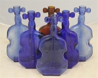 609 - Lot of 6 Colored Glass Bottles

