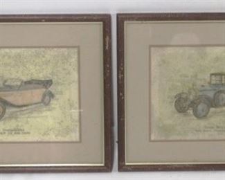 615 - Pair of Framed Car Prints 18 x 21 1/2
