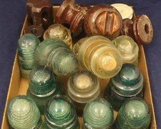 771 - Tray Lot of Assorted Glass & Ceramic Insulators