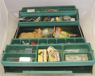 788 - Vintage Tackle Box Full of Assorted Tackle 16 1/2 x 12 1/2 x 8 1/2