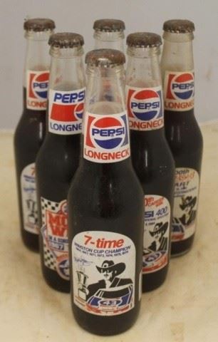 793 - Lot of 6 Richard Petty Pepsi Glass Bottles
