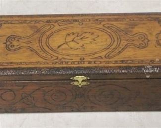 891 - Carved Wooden Storage Box 5 x 16 x 6
