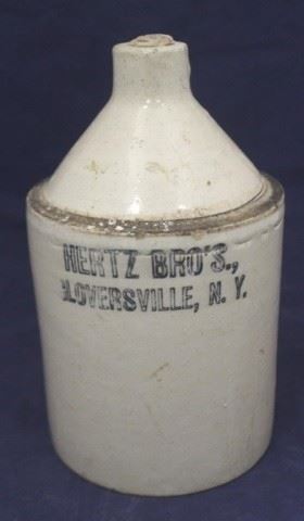 928 - Hertz Bros Gloversvile, NY Stoneware Jug 10 tall
