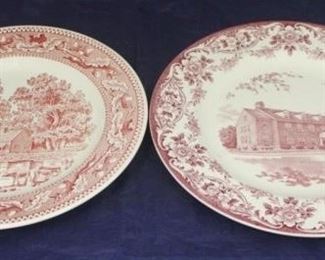 968 - Lot of 2 Red/White Collector Plates 10 1/2 round
