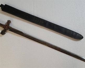1095 - Vintage broad sword - as is Broken hilt 38" long
