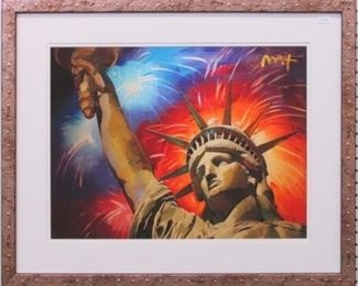 9028 - Liberty Under Fireworks Giclee by Peter Max 28 1/2 x 23 1/2
