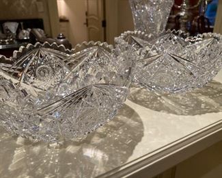 Large assortment of cut crystal bowls, vases, etc!