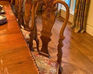 Stunning! (8) Antique Queen Anne style chairs including a pair of Captains arm chairs, with ornate Cabriole legs and Claw & Ball feet