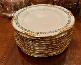 (10) antique c1800, J. Pouyat Limoges dinner plates