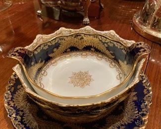 Set of 3, antique Theodore Haviland Limoges porcelain serving bowls and platter