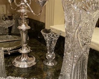 PAIR OF TALL SILVER PLATE CANDLELABRA'S