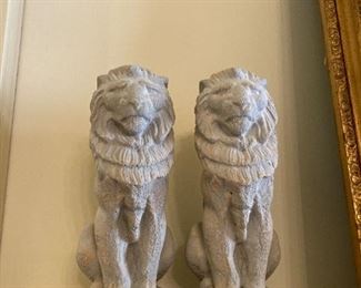 PAIR OF CEMENT LIONS