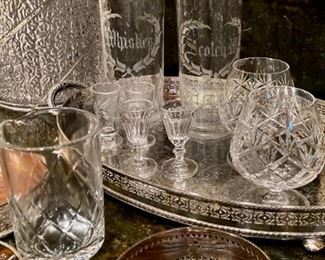 SCOTCH AND WHISKEY CRYSTAL DECANTUERS AND OTHER BARWARE ACCESSORIES