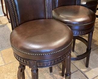 (6) FRONTGATE LEATHER SWIVEL BAR STOOLS