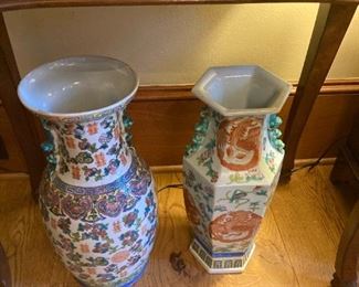 TWO 18"H CHINESE VASES