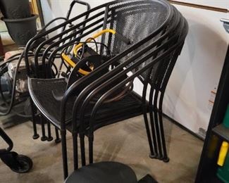 Stacking Metal/Mesh Chairs.