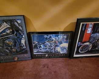 Harley Davidson Framed Art.