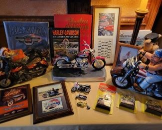 Harley Davidson Books and miscellaneous items.