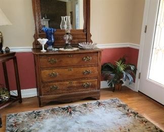 Antique Oak Dresser & Mirror