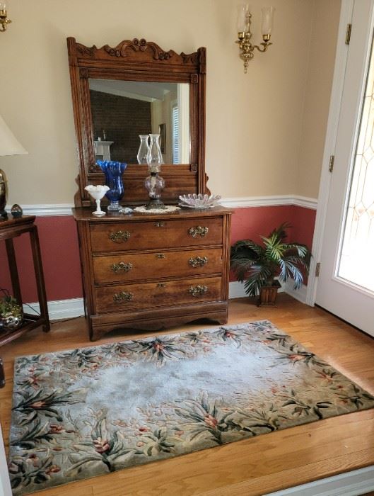Antique Oak Dresser & Mirror