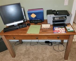Computer Desk, Dell Computer and HP Printer
