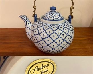 Vintage Andrea by Sadek Thailand Blue & White Teapot