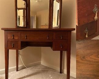 Antique Dressing Table/Vanity with 3 way mirror
