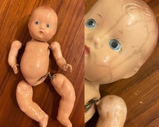 Antique Small Composite Jointed Baby Doll-As Found