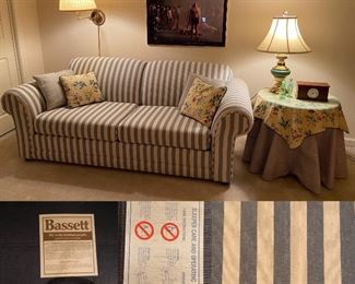 Durable Striped Upholstered Bassett Sleeper Sofa