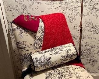 Black & White Toile Upholstered Chair & Matching Lumbar pillow
