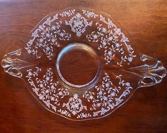 Fostoria Etched “Navarre” Oval Handled Cake Plate