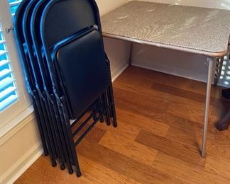 Vintage Card Table & 4 Folding Chairs