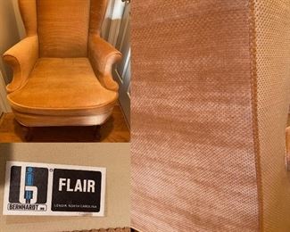 Vintage Flair Bernhardt Peach Velvet Wingback Chair