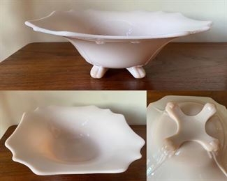 Pink Milk Glass Footed Bowl