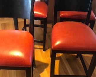 4 Red Leather Bar Stools