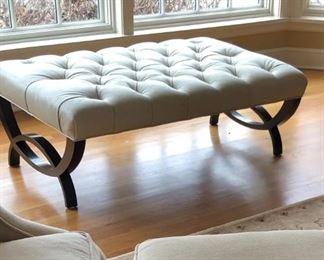 Leather tufted ottoman