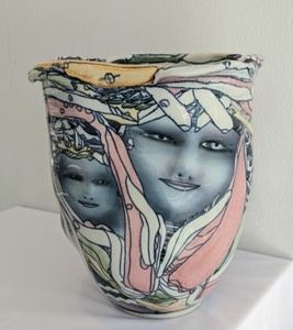 Bing Gleitsman Ceramic Face Vase. Very cool and unique piece dated 1995.