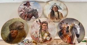 These 5 Native American collectors plates by Gregory Perillo measure 10.5 inches in diameter.