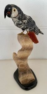 Wow! This bird sculpture is made from quartz and a variety of rocks and measures 13 inches tall.