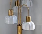 Awesome Four Arm Brass Table Lamp. There is some light wear on the brass finish, but in otherwise great shape. Measures 40” high and the base is 8” in diameter.