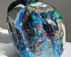 Very Large Rollin Karg Art Glass Sculpture. Big and beautiful piece! Measures about 10” high and 9” wide.